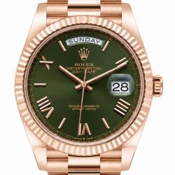 Rolex 18Kt RG Day-Date 40MM Anniversary Olive Green 228235 Watch